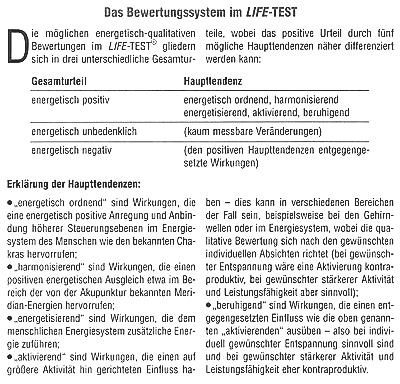 Bewertungssystem im LIFE-TEST